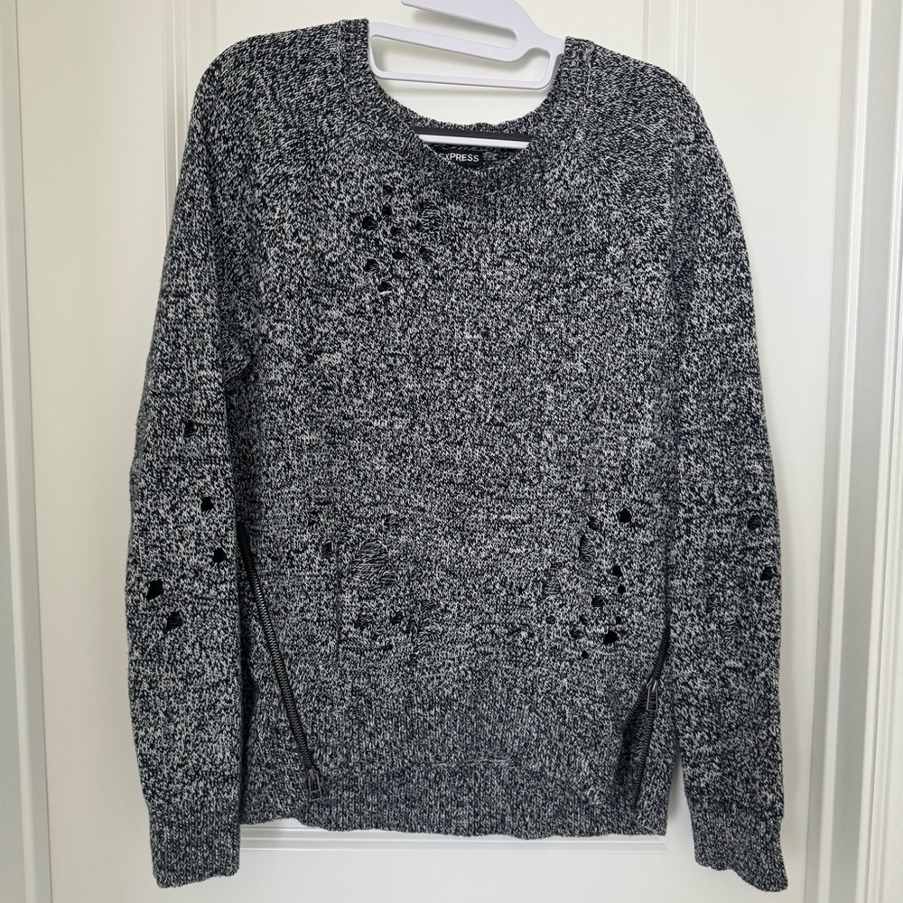 Express Black and Gray Knit Sweater